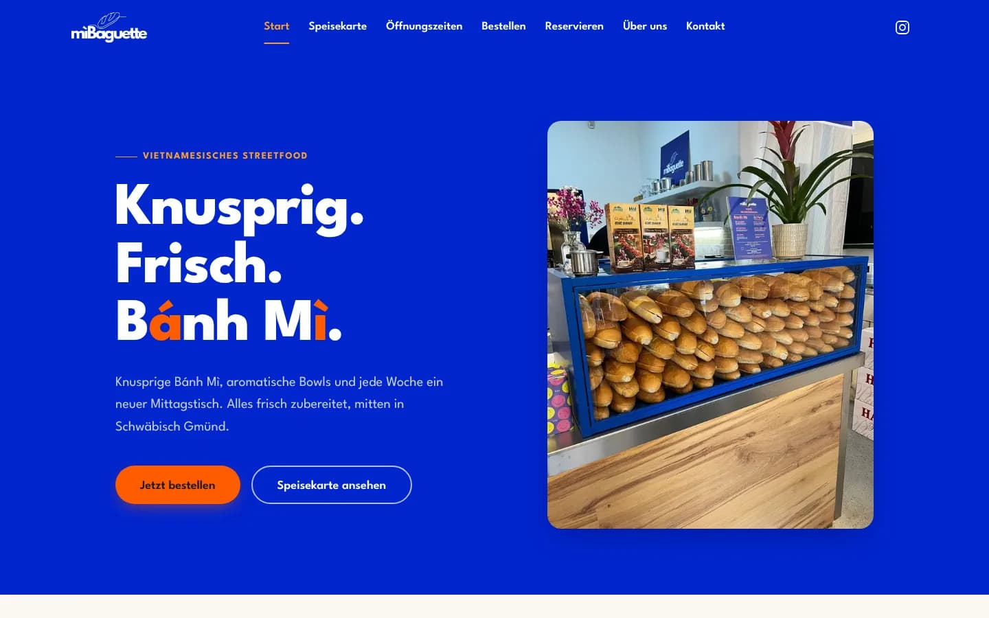 miBaguette, The home page: desktop view
