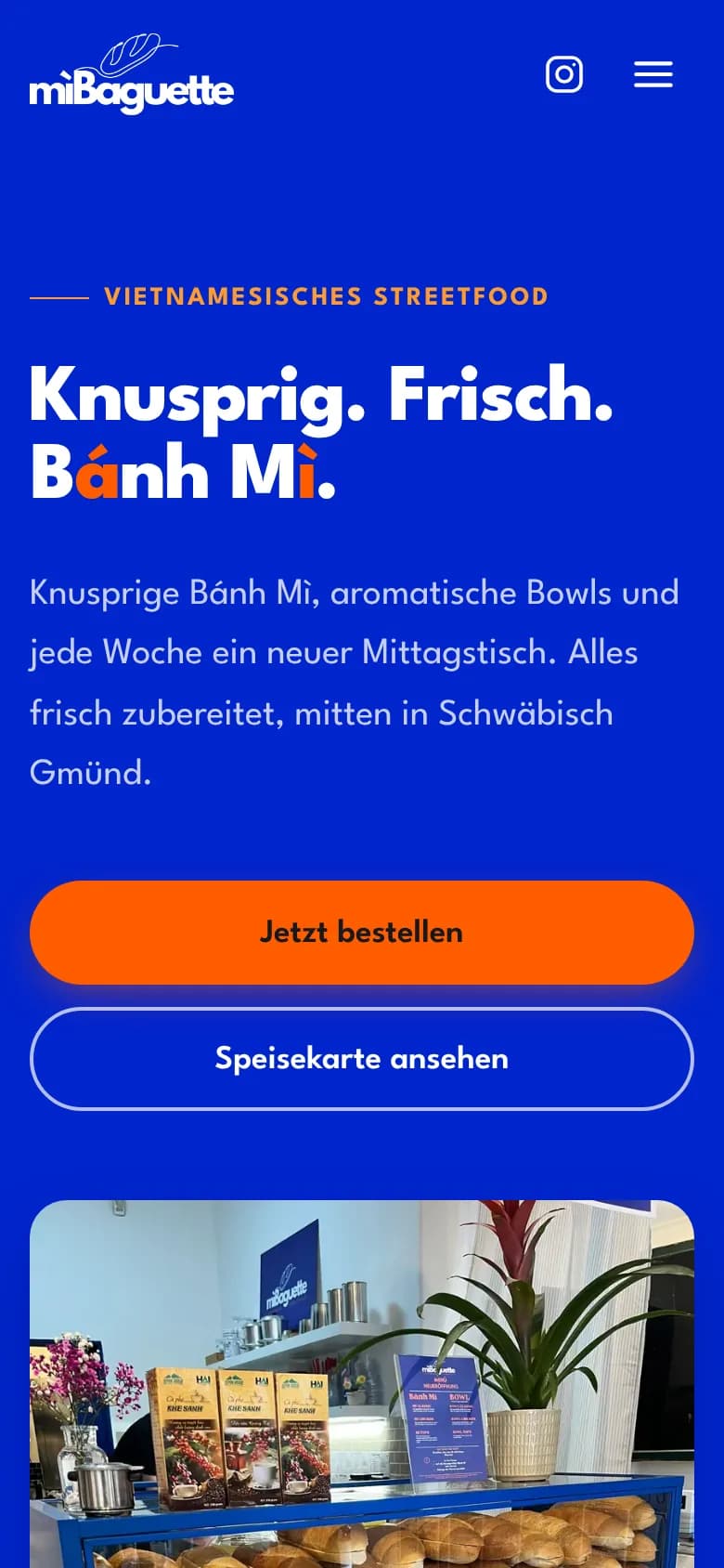 miBaguette, The home page: phone view