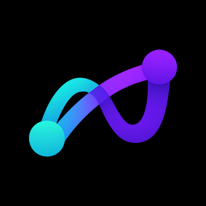 nimimo logo, a project by Chris Zemmel: a looping cyan-to-violet stroke, on black