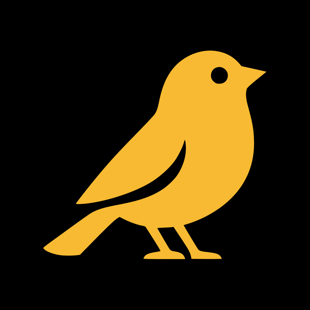 RepoCanary logo, a project by Chris Zemmel: a yellow canary, on black