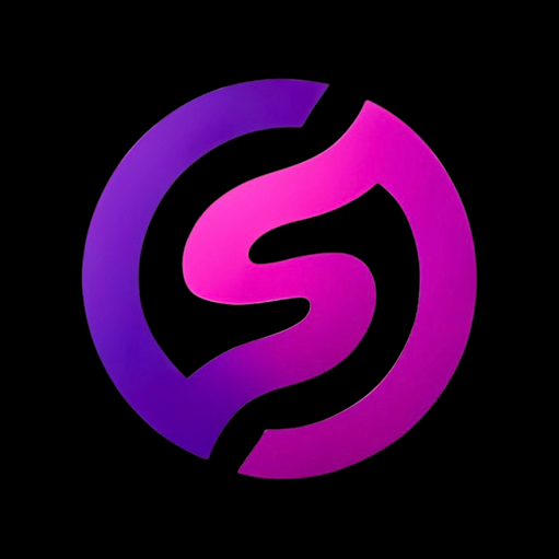 Substreak logo, a project by Chris Zemmel: a magenta and violet S inside a ring, on black