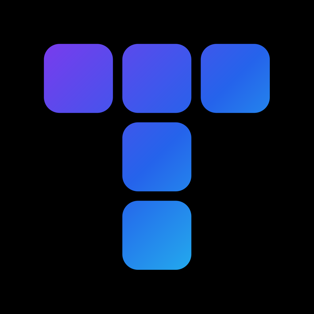 Tessika logo, a project by Chris Zemmel: five tiles of a mosaic, on black
